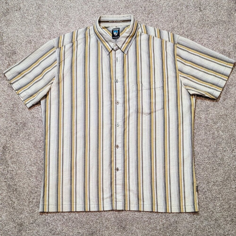 Kuhl XL Men's Short Sleeve Button Down Collared Seersucker Shirt